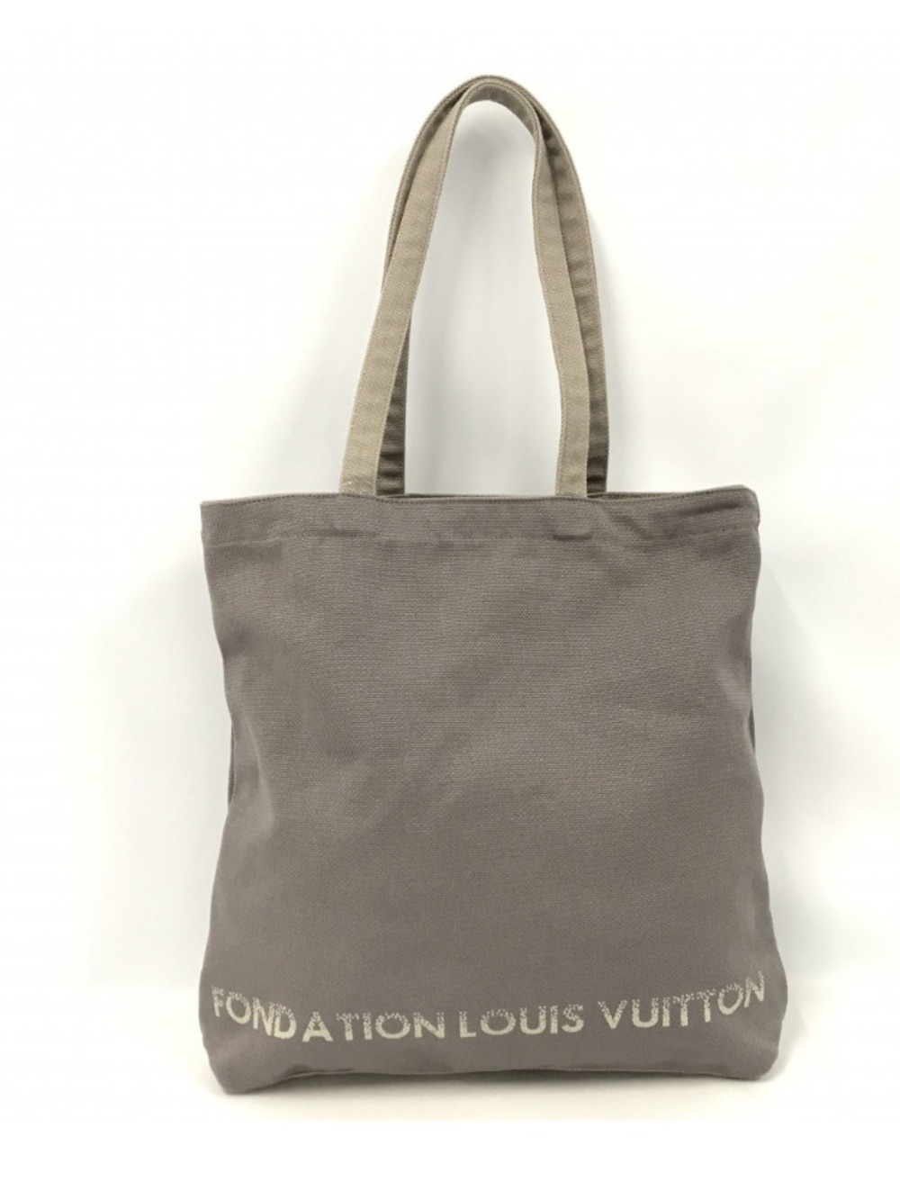 Louis Vuitton Gray Canvas Fondation Tote Bag with Beige Handles